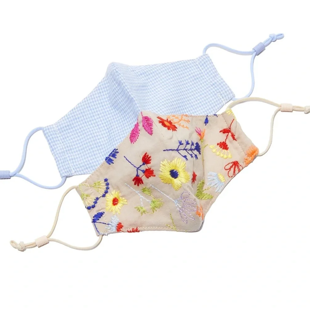 LELE SADOUGHI NWT AUTHENTIC KIDS GARDEN PARTY SET OF 2 EMBROIDERED FACE MASK